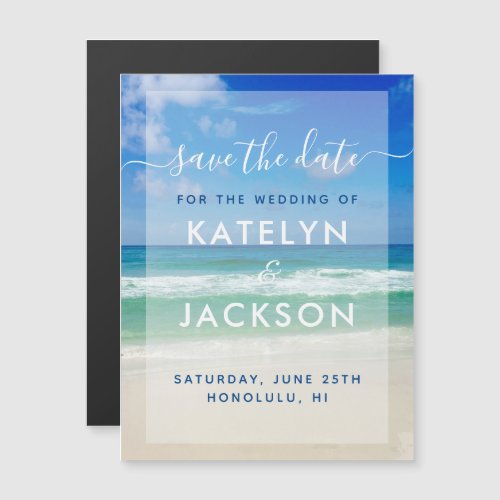 Ocean Waves Photo Chic Beach Save the Date Magnet