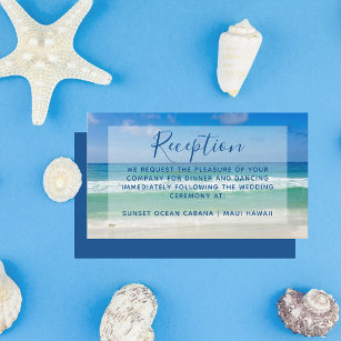 Ocean Waves Photo Tropical Beach Wedding Reception Enclosure Card