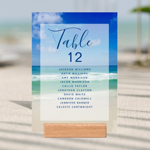 Ocean Waves Photography Beach Wedding Table Number Holder
