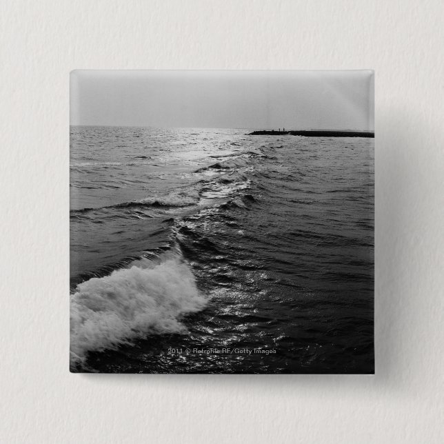 Ocean waves pinback button (Front)