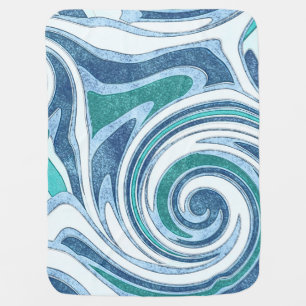 Ocean Waves Print Water Pattern Baby Blanket