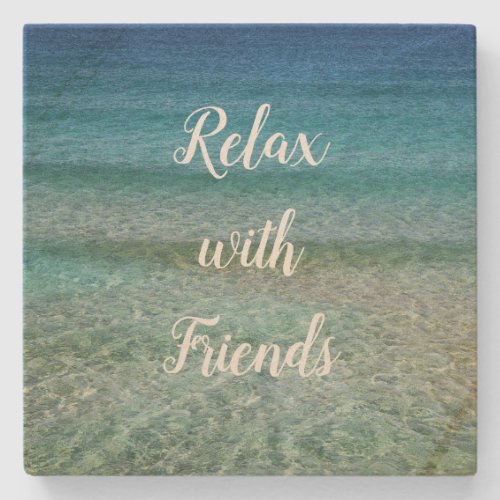 Ocean Waves Relax with Friends Sandstone Coaster