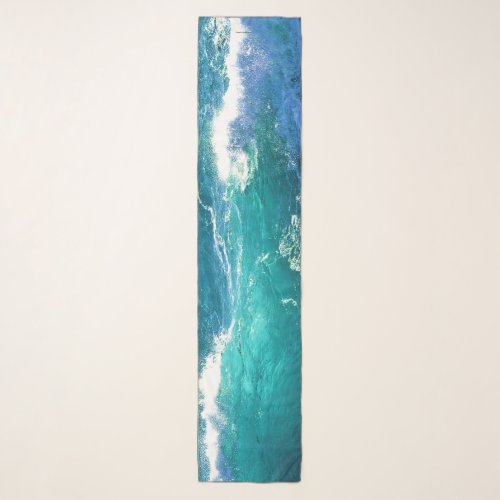 Ocean Waves Roll In Turquoise And Blue Chiffon Scarf