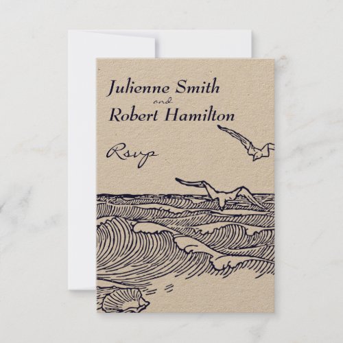 Ocean Waves Rustic Beach Wedding RSVP Card