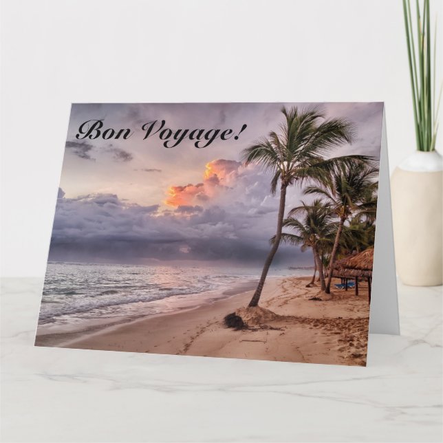 Ocean Waves Sandy Beach Sunset Card (Front)