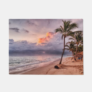 Ocean Waves Sandy Beach Sunset Doormat