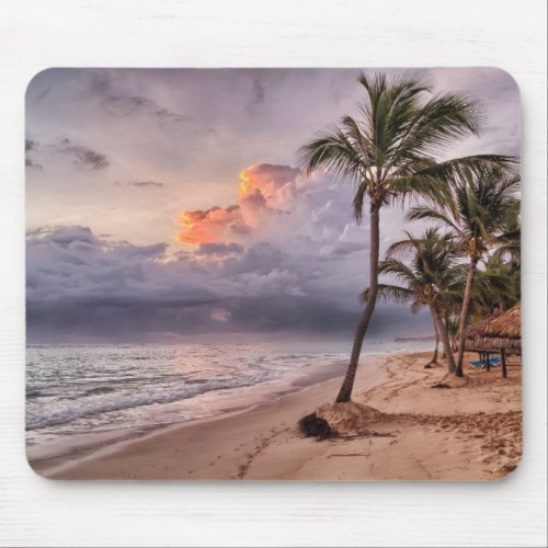 Ocean Waves Sandy Beach Sunset Mouse Pad