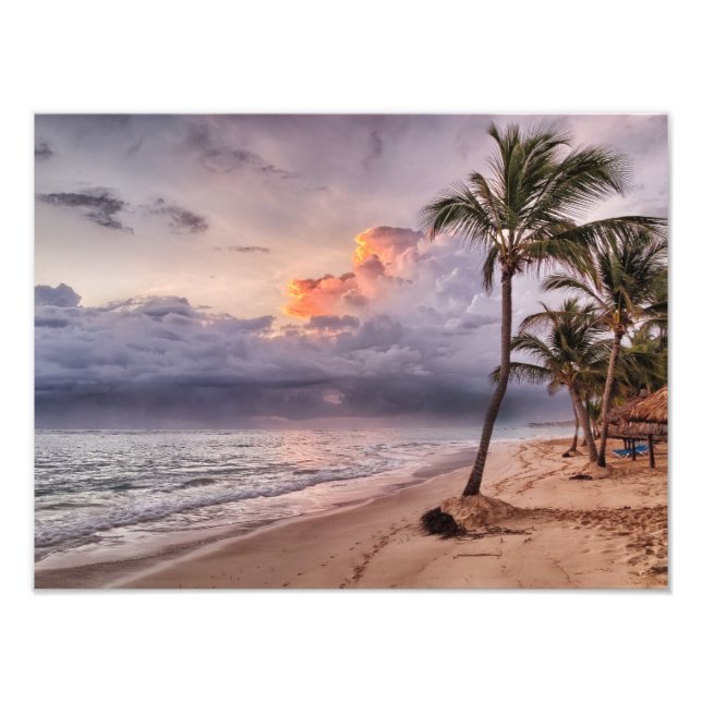 Ocean Waves Sandy Beach Sunset Photo Print (Front)