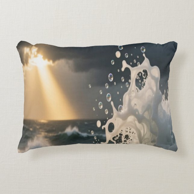 Ocean Waves & Sea Foam Throw Pillow Cover (Front)