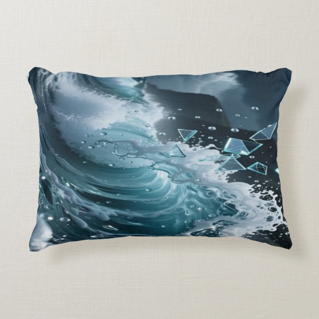 Ocean Waves & Sea Foam Throw Pillow Cover (Front)