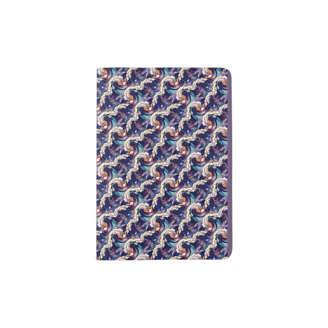 Ocean Waves Sea Japanese Abstract Pattern Passport Holder (Front)