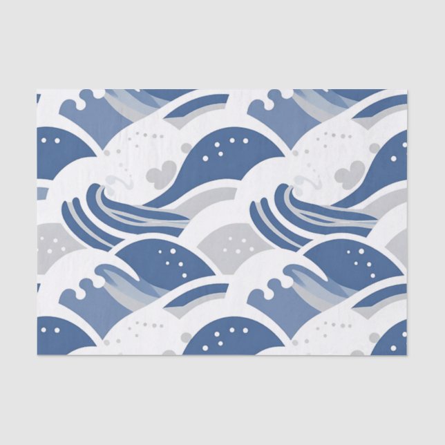 Ocean Waves Seamless Pattern Tissue Paper (Front)