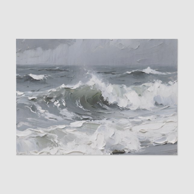 Ocean Waves Stormy Seascape Textured Tissue Paper (Front)