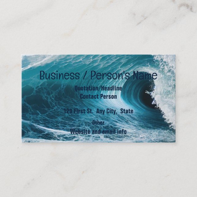 Ocean Waves Surf Curl Sea Water Beach Surfing Business Card (Front)