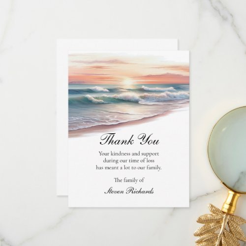 Ocean Waves Thank You Funeral Cards
