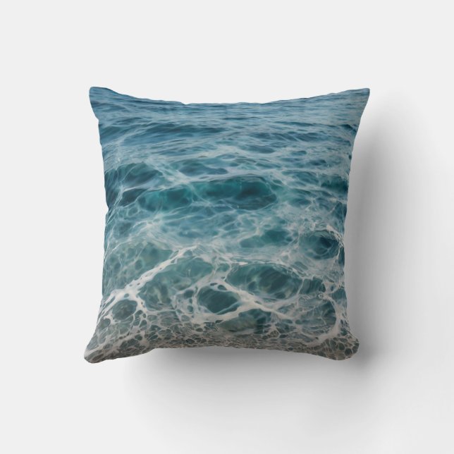 Ocean Waves Throw Pillow (Back)