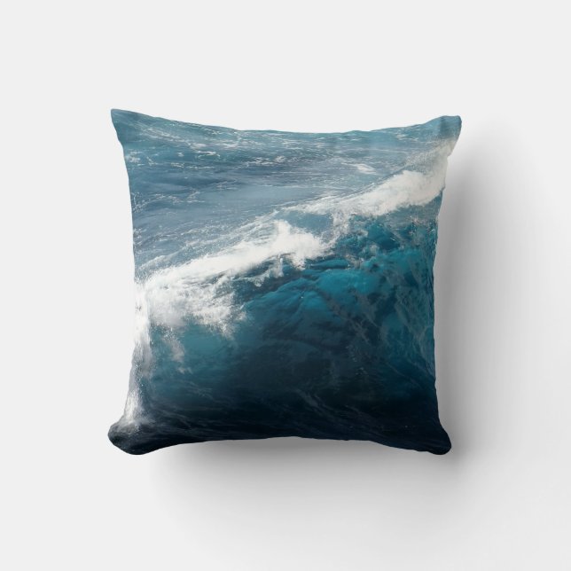 Ocean Waves Throw Pillow (Front)