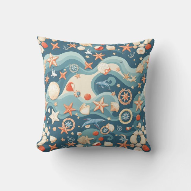 Ocean Waves Throw Pillows – Inspired by the Sea (Front)