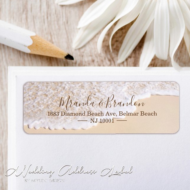 Ocean Waves Tropical Beach Wedding Address Label (Creator Uploaded)