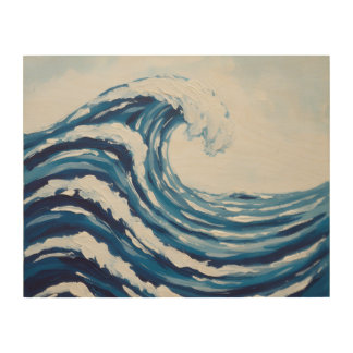 Ocean Waves Wall Art – Minimalist Blue & White Coa