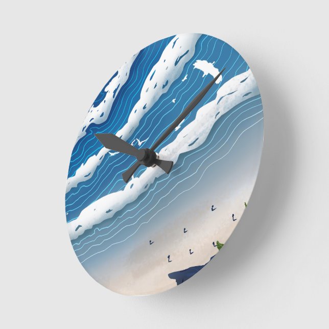 Ocean Waves Wall Clock 🌊 Coastal Blue Aesthetic (Angle)
