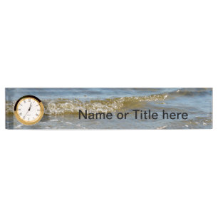 Ocean waves water Clock Desk Nameplate