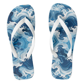 Ocean Waves Water Element Flip Flops