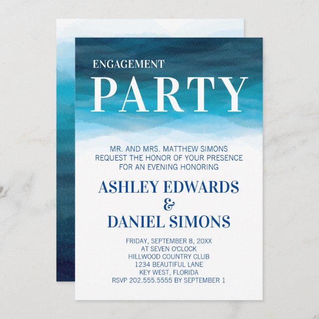 Ocean Waves Wedding Engagement Party Invitation (Front/Back)
