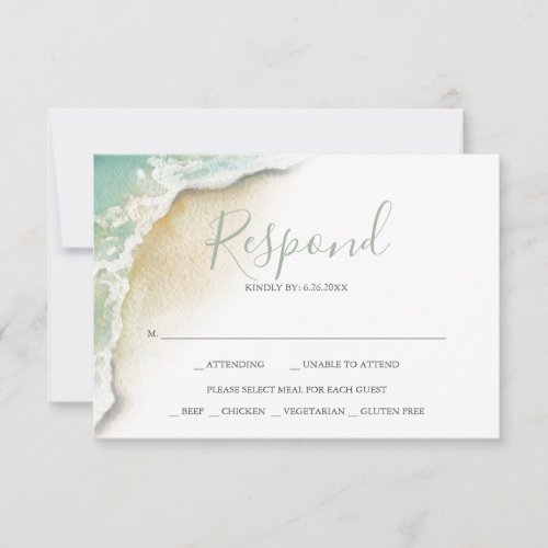 Ocean Waves Wedding Seafoam Green Reply RSVP