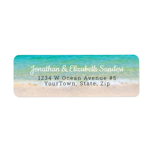 Ocean Waves White Sand Beach Coastal Label (Front)