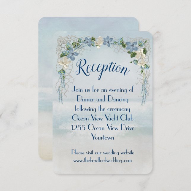 Ocean Wedding Flower Arch Reception Invitation (Front/Back)