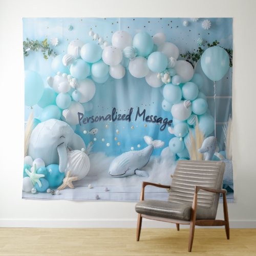 Ocean Whale Balloon Arch Backdrop