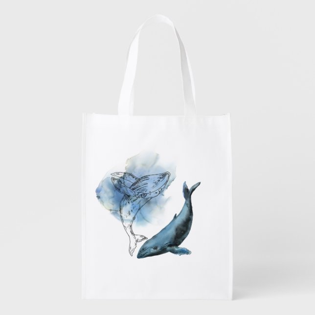 Ocean Whale Reusable Grocery Bag (Front)