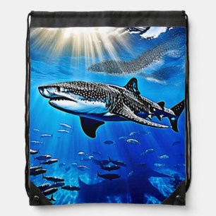 Ocean Whale Shark Giant Swimming Drawstring Bag
