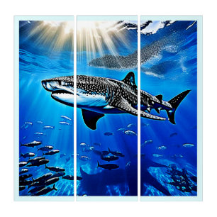 Ocean Whale Shark Giant Swimming Triptych