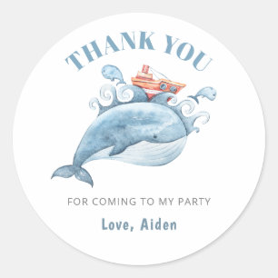 Ocean Whale Theme Party Thank You Classic Round Sticker