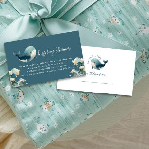 Ocean Whale Turquoise Gift Tag Display Baby Shower Enclosure Card