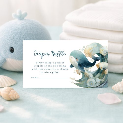 Ocean Whale Waves Diaper Raffle White Baby Shower 