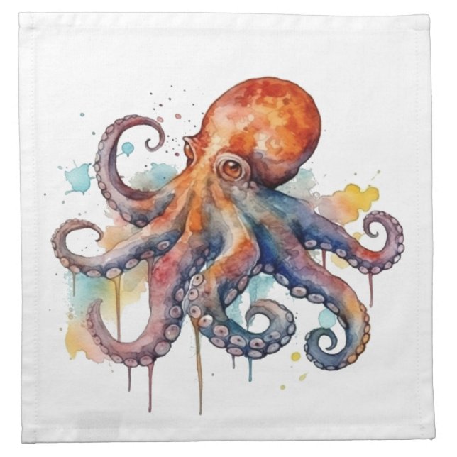 Ocean Whimsy: Colorful Octopus Cloth Napkin (Front)