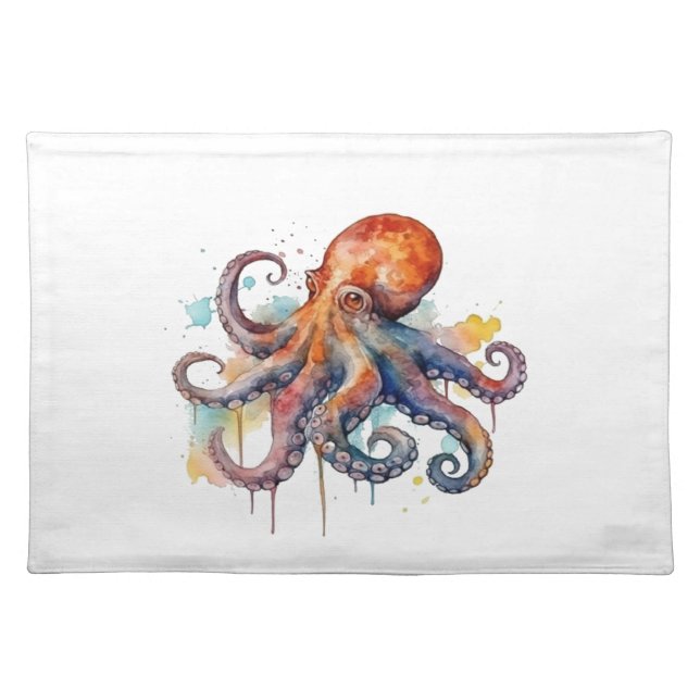 Ocean Whimsy: Colorful Octopus Cloth Placemat (Front)