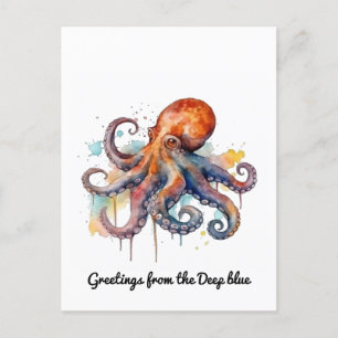 Ocean Whimsy: Colorful Octopus Holiday Postcard