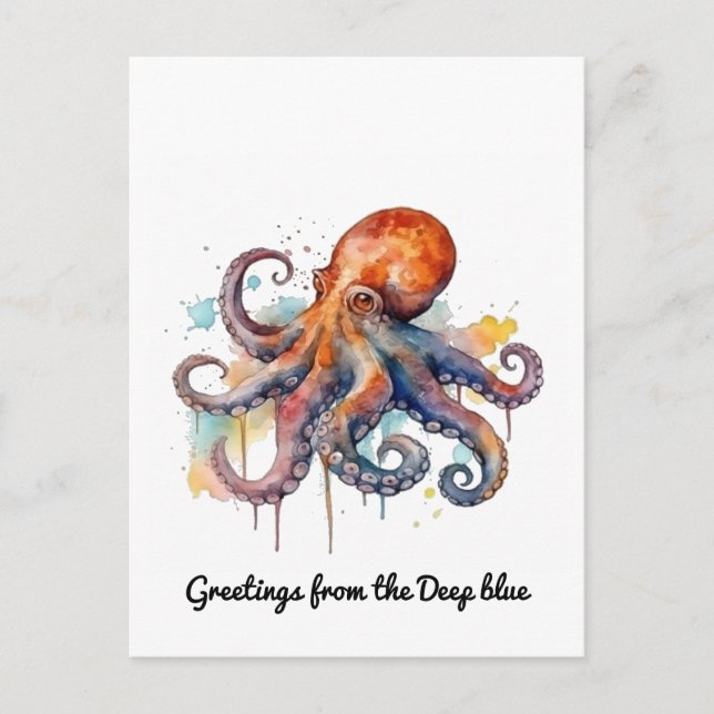 Ocean Whimsy: Colorful Octopus Holiday Postcard (Front)