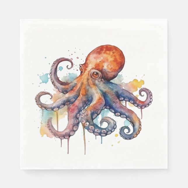 Ocean Whimsy: Colorful Octopus Napkins (Front)