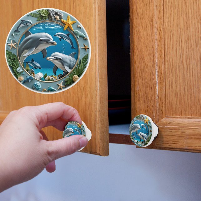 Ocean Whirl Dolphins Ceramic Knob (Creator Uploaded)