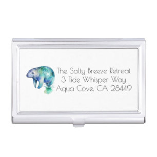 Ocean Whisper Manatee, custom Business Card Case