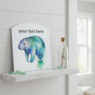 Ocean Whisper Manatee, custom Door Sign