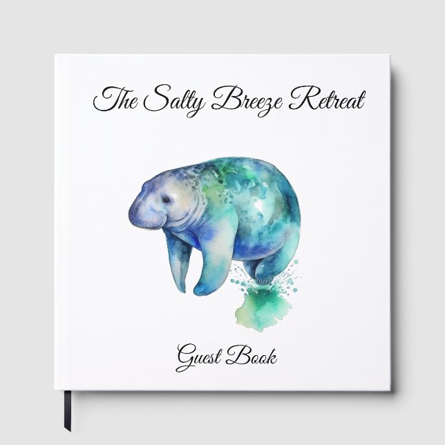 Ocean Whisper Manatee, custom Guest Book (Front)