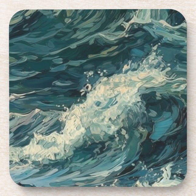 Ocean Whitecaps  Painting Beverage Coaster (Front)