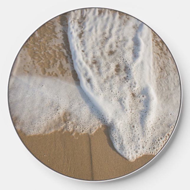 Ocean Whitewash on Beach Wireless Charger (Front)