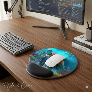 Ocean Wildlife Gel Mouse Pads Featuring Sea Turtle